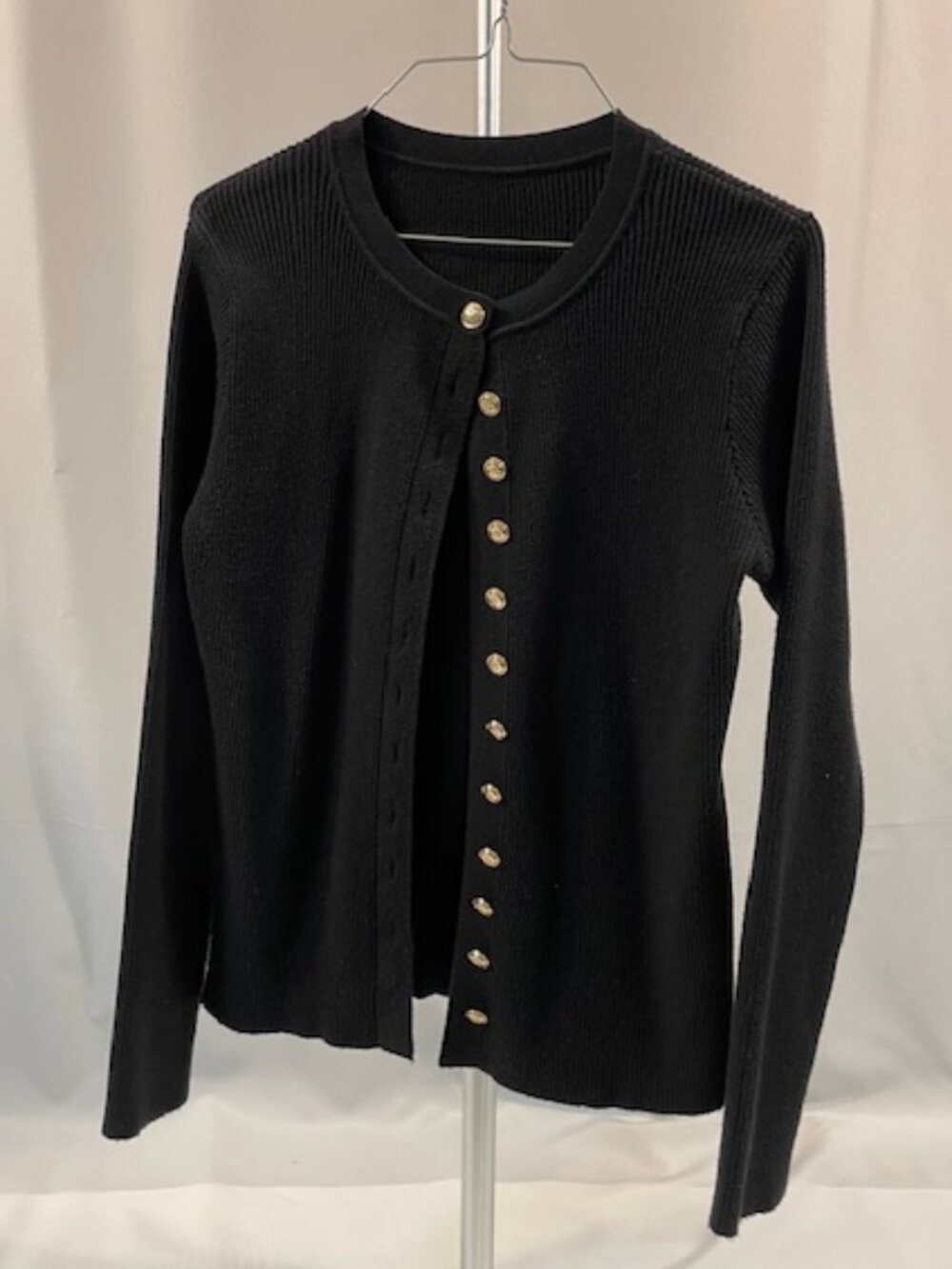 Commense Black Sweater with Gold Buttons